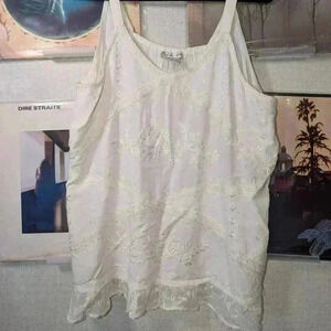 Romantic Ivory Embroidered Blouse Top by Cute Option Size L